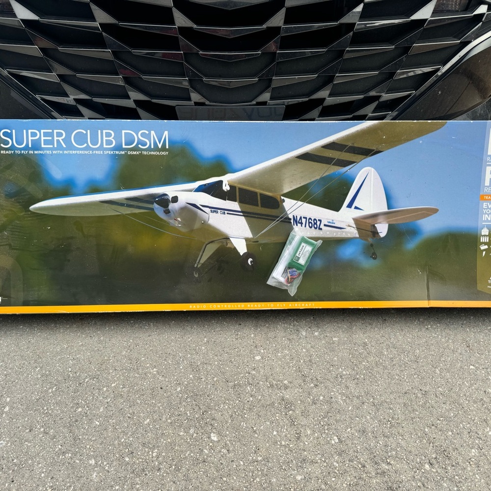 Super Cub DSM Model Airplane with Blue Accents